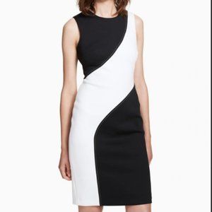 Calvin Klein Black/White Color Block Sheath Dress